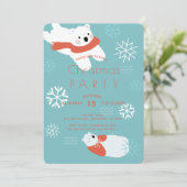 Polar Bears Weihnachtskarte Party Einladung (Stehend Vorderseite)