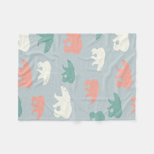 Polar Bears Weihnachtsmuster Fleecedecke (Vorderseite (Horizontal))