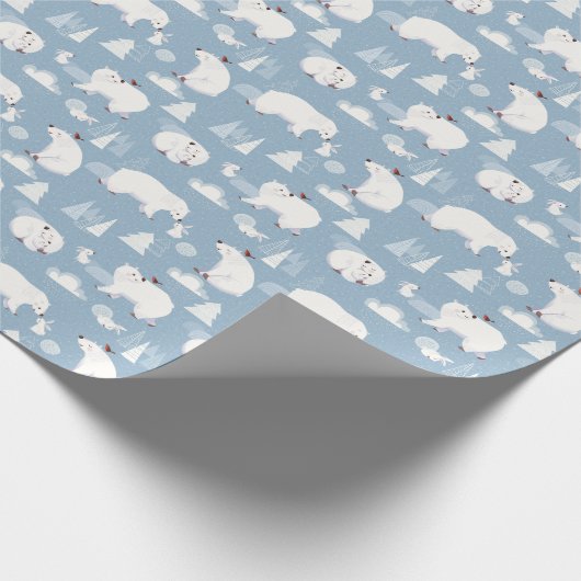 Polar Bears Winter Vintag Geschenkpapier (Ecke)