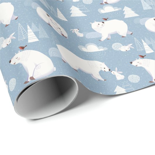 Polar Bears Winter Vintag Geschenkpapier (Rolleneckpunkt)