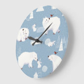 Polar Bears Winter Vintag Große Wanduhr (Winkel)