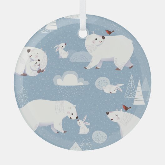 Polar Bears Winter Vintag Ornament Aus Glas (Vorderseite)