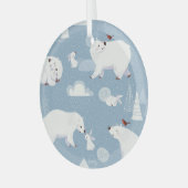 Polar Bears Winter Vintag Ornament Aus Glas (Vorderseite links)