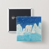 Polar Bears & Winterlandschaft Button (Vorne & Hinten)
