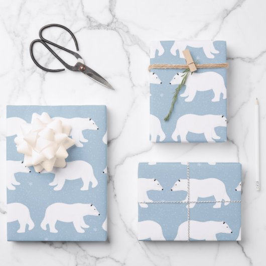 Polar Bears Wrapping Paper Sheets Geschenkpapier Set (Vorderseite)