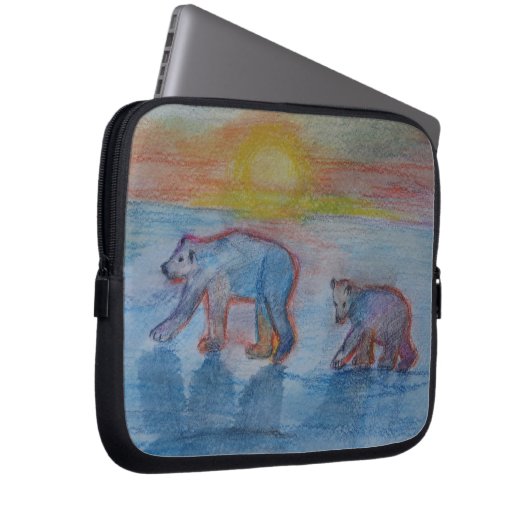 Polar Bears Zeichnend Elektronik-Beutel Laptopschutzhülle (Vorne Rechts)