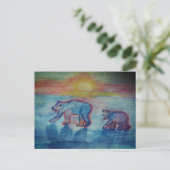 Polar Bears Zeichnend Postkarte (Stehend Vorderseite)