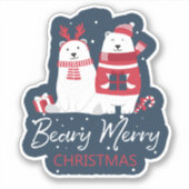 Polar Beary Merry Christmas ID851 Aufkleber (Vorderseite)