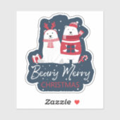 Polar Beary Merry Christmas ID851 Aufkleber (Blatt)