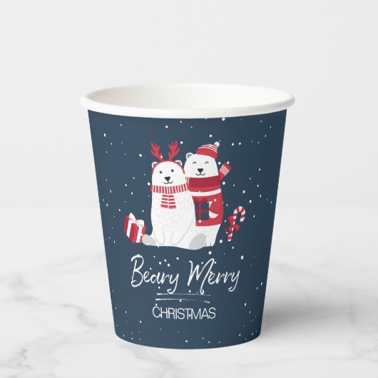 Polar Beary Merry Christmas ID851 Pappbecher (Vorderseite)