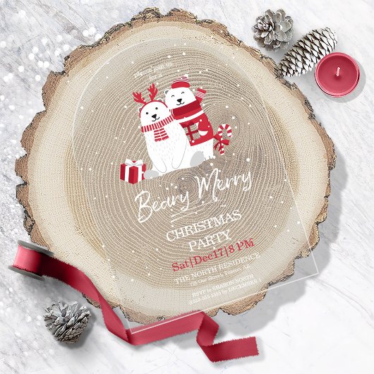 Polar Beary Merry Christmas Party Arch ID851 Acryleinladungen