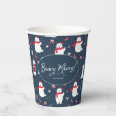 Polar Beary Merry Christmas Pattern ID851 Pappbecher (Rückseite)
