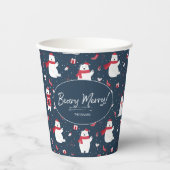Polar Beary Merry Christmas Pattern ID851 Pappbecher (Vorderseite)