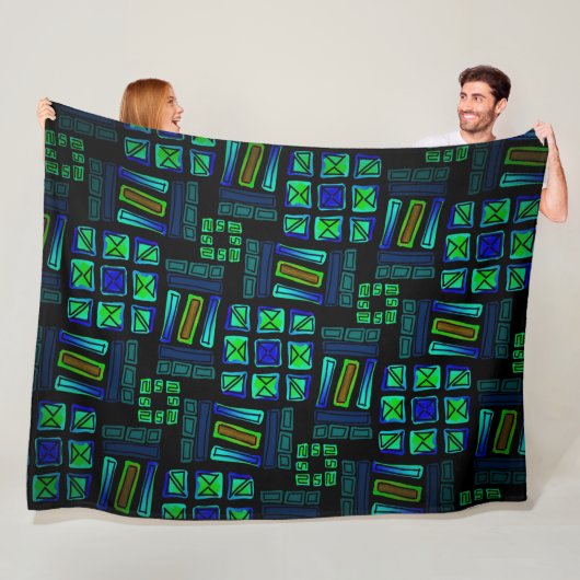 Polar blanket Jimette Design Blue green and black Fleecedecke (Beispiel)