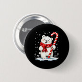 Polar Christmas Bear Candy Scarf Kinder Button (Vorne & Hinten)