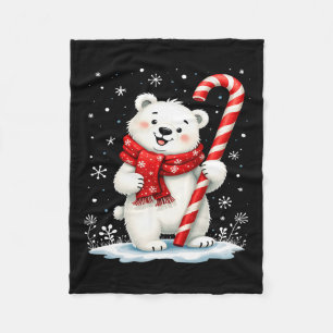 Polar Christmas Bear Candy Scarf Kinder Fleecedecke