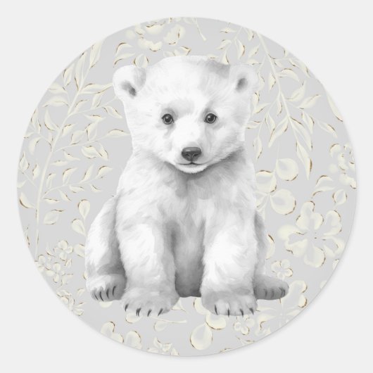 Polar-Eisbär Winter Floral Holiday Sticker (Vorderseite)