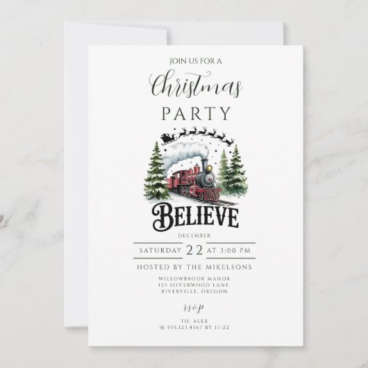 Polar Express Christmas Einladung (Vorderseite)