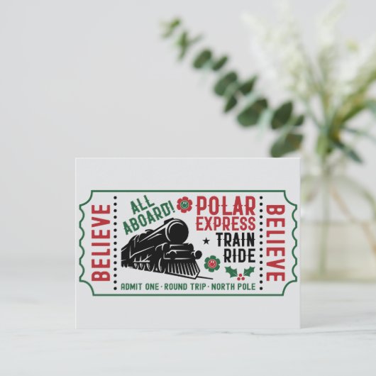 Polar Express Ticket Feiertagspostkarte (Stehend Vorderseite)