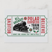 Polar Express Ticket Feiertagspostkarte (Vorderseite)