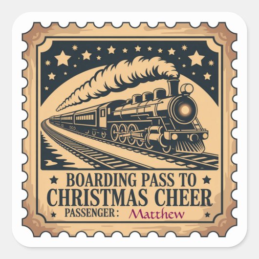 Polar-Express-Ticket-Stempel-Aufkleber Quadratischer Aufkleber (Vorderseite)