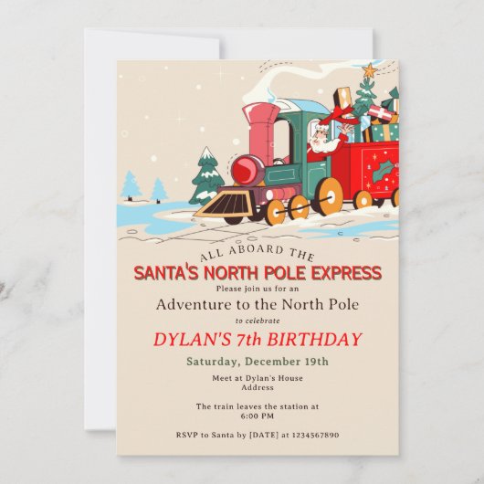 Polar Express Train Kids Birthday Party Adventure Einladung (Vorderseite)
