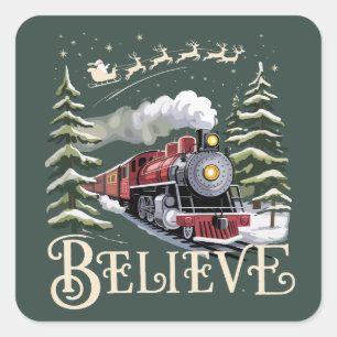 Polar Express Weihnachtsgeschenk Glaube Xmas Winte Quadratischer Aufkleber