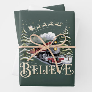 Polar Express Weihnachtsgeschenk Glauben Weihnacht Geschenkpapier Set