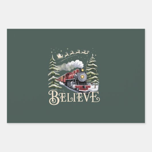 Polar Express Weihnachtsgeschenk Glauben Weihnacht Geschenkpapier Set (Vorderseite)