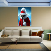 Polar Fox Santa Claus | AI Art Poster