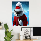 Polar Fox Santa Claus | AI Art Poster (Heimbüro)
