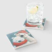 Polar Hugs Steinuntersetzer (Seitenansicht)