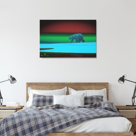 Polar Lights Eisbär Leinwanddruck (Insitu (Schlafzimmer))
