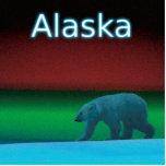 Polar Lights Polar Bear - Alaska Fotoskulptur Magnet<br><div class="desc">Ein Eisbär wandert in der langen Polarnacht durch das Eis; die Nordlichter in rot und grün leuchten in der Ferne. Der Text "Alaska" erscheint in leuchtendem Blau und Weiß. Eisbären sind stark gefährdet. Wie lange werden solche Szenen noch stattfinden können? Helfen Sie bitte,  Polarbären vom Aussterben retten.</div>