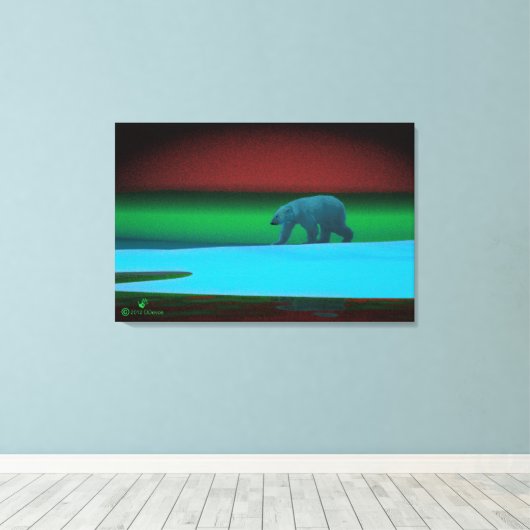 Polar Lights Polar Bear Leinwanddruck (Insitu (Holzboden))