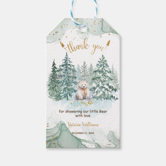 Polar Little Bear Baby Dusche Vielen Dank Geschenkanhänger (Vorderseite)