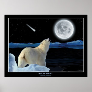 "POLAR MOON" Polar Bär und Moon Art Print Poster