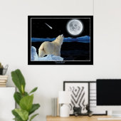 "POLAR MOON" Polar Bär und Moon Art Print Poster (Heimbüro)