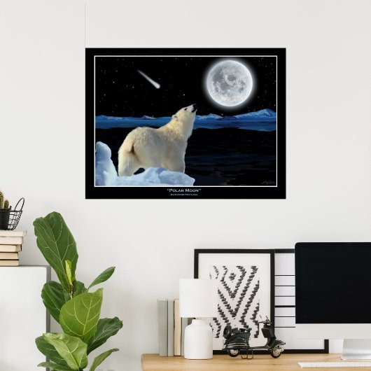"POLAR MOON" Polar Bär und Moon Art Print Poster (Heimbüro)