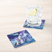 Polar Pals Painting Rechteckiger Pappuntersetzer (Vor Ort)