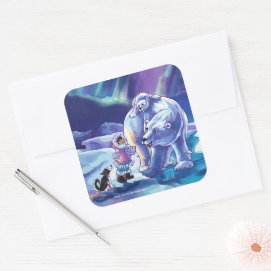 Polar Pals Quadratischer Aufkleber (Umschlag)