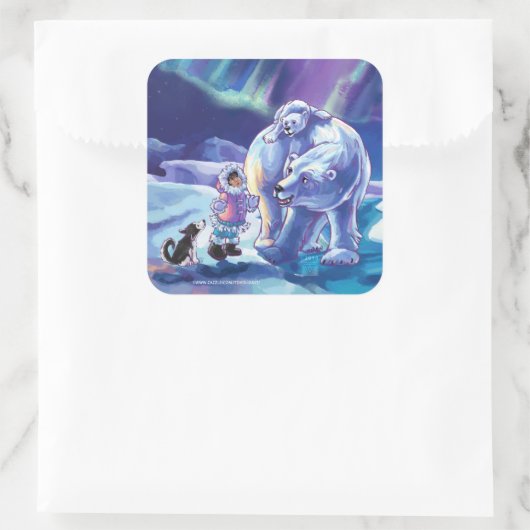 Polar Pals Quadratischer Aufkleber (Tasche)