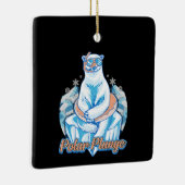 Polar Plunge Ice Jump Funny Polar Bear Winter Keramikornament (Rechts)