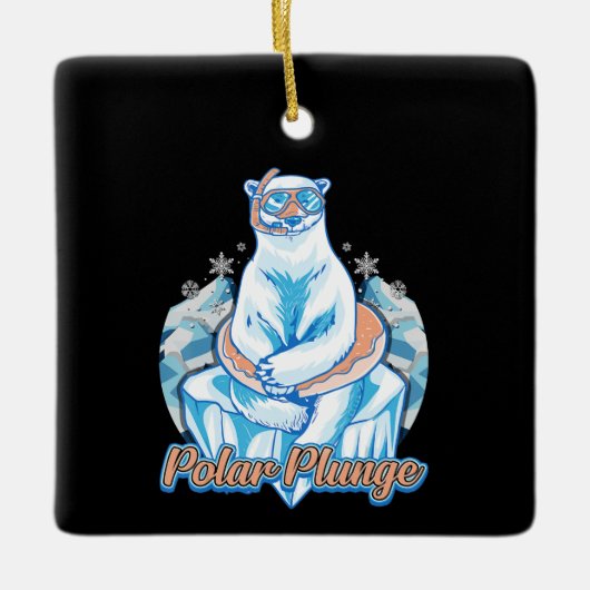 Polar Plunge Ice Jump Funny Polar Bear Winter Keramikornament (Vorderseite)