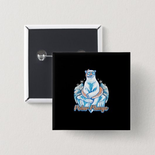 Polar Plunge Ice Jump Funny Polar Bear Winter Swim Button (Vorne & Hinten)
