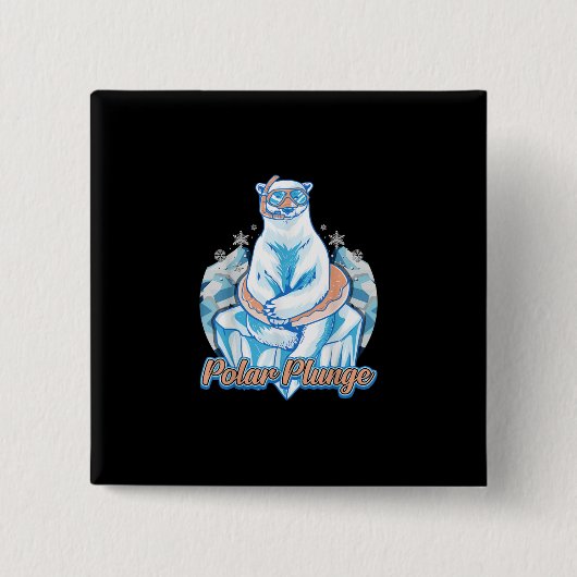 Polar Plunge Ice Jump Funny Polar Bear Winter Swim Button (Vorderseite)