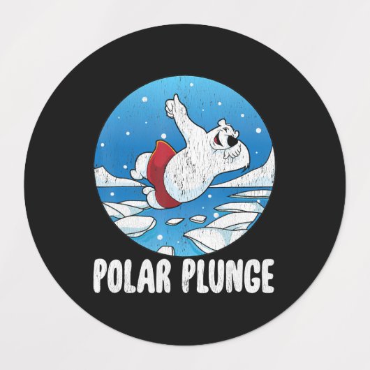 Polar Plunge Ice Jump Funny Polar Bear Winter Swim Etiketten (Design 1)