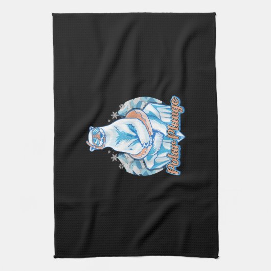 Polar Plunge Ice Jump Funny Polar Bear Winter Swim Geschirrtuch (Vertikal)