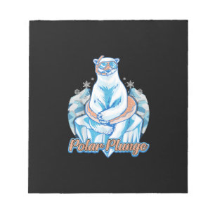 Polar Plunge Ice Jump Funny Polar Bear Winter Swim Notizblock