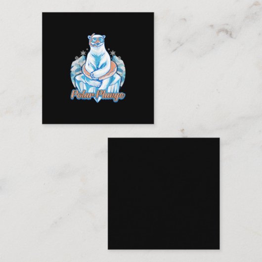 Polar Plunge Ice Jump Funny Polar Bear Winter Swim Quadratische Visitenkarte (Vorne/Hinten)